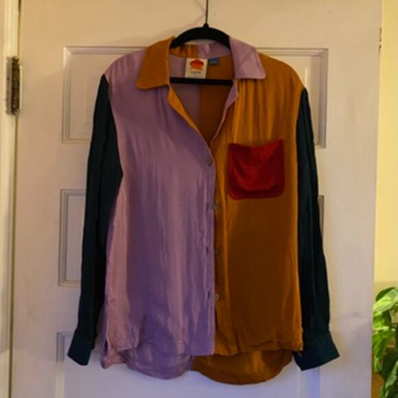 Farm Rio Colorblock Button-Down Blouse - Picture 3 of 5